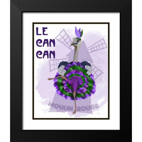 Ostrich, Can Can in Purple and Green Black Modern Wood Framed Art Print with Double Matting by Fab Funky