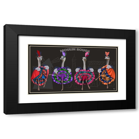 Ostrich, Can Can Troupe Black Modern Wood Framed Art Print with Double Matting by Fab Funky