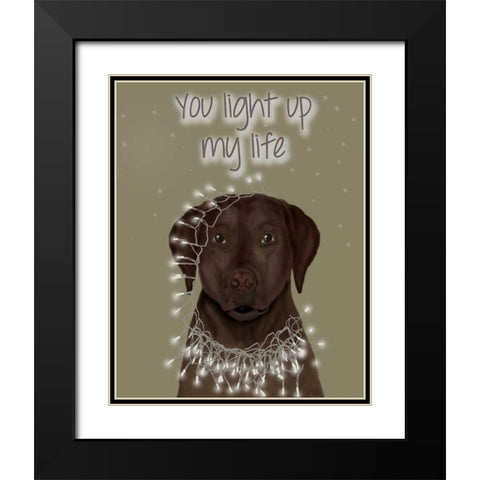 Chocolate Labrador, You Light Up Black Modern Wood Framed Art Print with Double Matting by Fab Funky