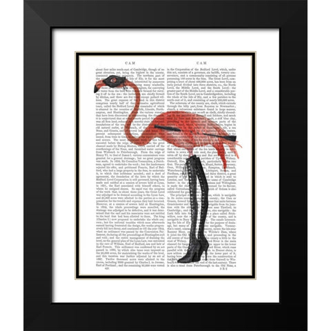 Flamingo with Kinky Boots Black Modern Wood Framed Art Print with Double Matting by Fab Funky