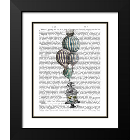 Balloon and Bird Cage 1 Black Modern Wood Framed Art Print with Double Matting by Fab Funky