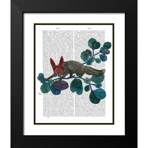 Sly Fox in Bunny Mask Black Modern Wood Framed Art Print with Double Matting by Fab Funky