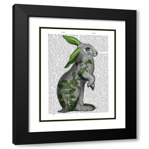 Hare with Green Ears Black Modern Wood Framed Art Print with Double Matting by Fab Funky