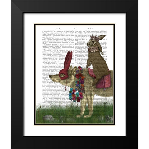 Arrival of the Hare King Black Modern Wood Framed Art Print with Double Matting by Fab Funky