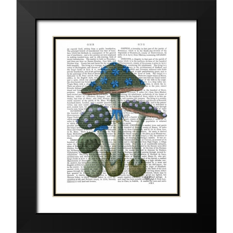 Psychedelic Mushrooms 1 Black Modern Wood Framed Art Print with Double Matting by Fab Funky