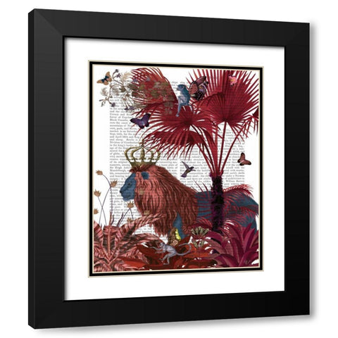 Red Lion, Portrait Black Modern Wood Framed Art Print with Double Matting by Fab Funky