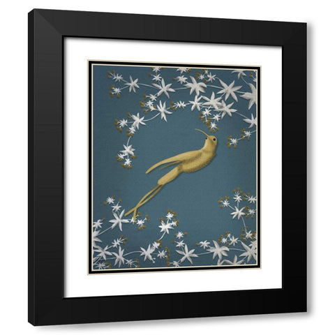 Golden Hummingbird 2 Black Modern Wood Framed Art Print with Double Matting by Fab Funky