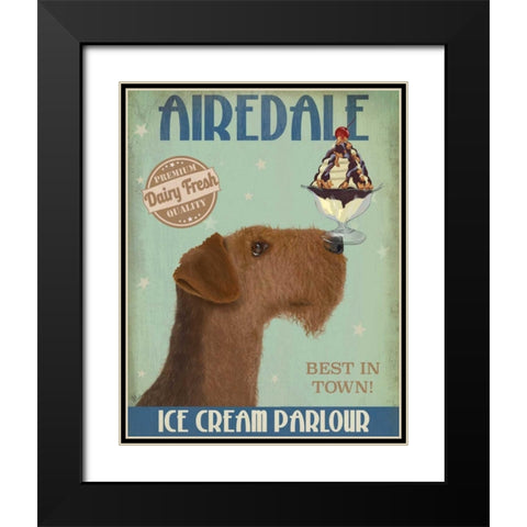 Airedale Ice Cream Black Modern Wood Framed Art Print with Double Matting by Fab Funky