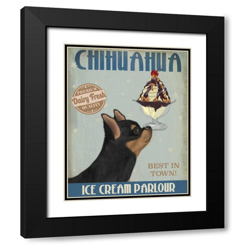 Chihuahua, Black and Ginger, Ice Cream Black Modern Wood Framed Art Print with Double Matting by Fab Funky