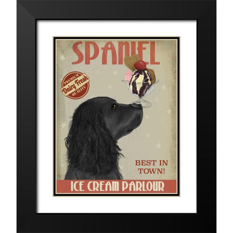 Cocker Spaniel, Black, Ice Cream Black Modern Wood Framed Art Print with Double Matting by Fab Funky