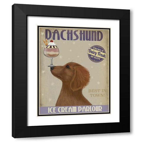Dachshund, Gold, Ice Cream Black Modern Wood Framed Art Print with Double Matting by Fab Funky