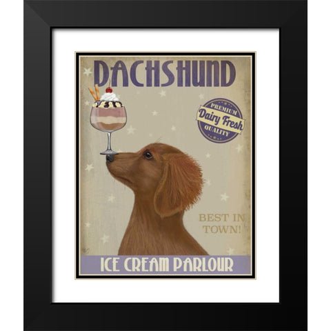 Dachshund, Gold, Ice Cream Black Modern Wood Framed Art Print with Double Matting by Fab Funky