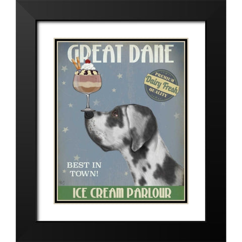 Great Dane, Harlequin, Ice Cream Black Modern Wood Framed Art Print with Double Matting by Fab Funky