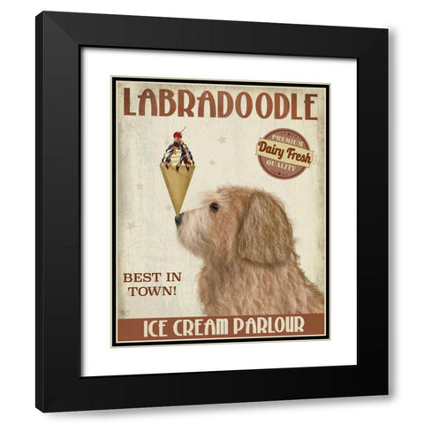 Labradoodle, Golden, Ice Cream Black Modern Wood Framed Art Print with Double Matting by Fab Funky