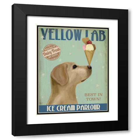 Yellow Labrador Ice Cream Black Modern Wood Framed Art Print with Double Matting by Fab Funky