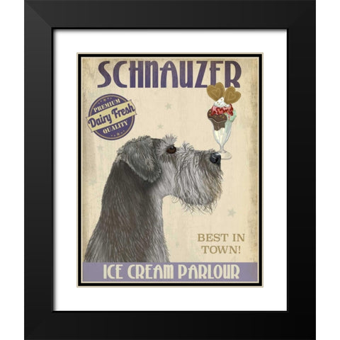 Schnauzer, Grey, Ice Cream Black Modern Wood Framed Art Print with Double Matting by Fab Funky