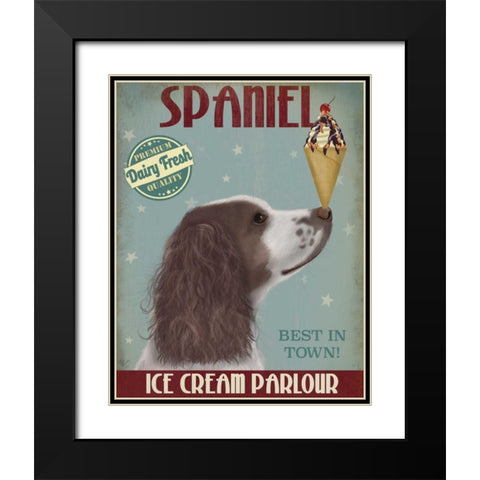 Springer Spaniel, Brown and White, Ice Cream Black Modern Wood Framed Art Print with Double Matting by Fab Funky
