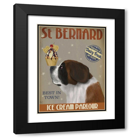 St Bernard Ice Cream Black Modern Wood Framed Art Print with Double Matting by Fab Funky