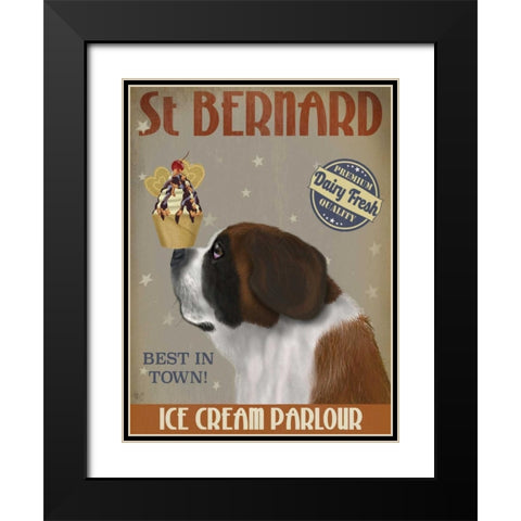 St Bernard Ice Cream Black Modern Wood Framed Art Print with Double Matting by Fab Funky