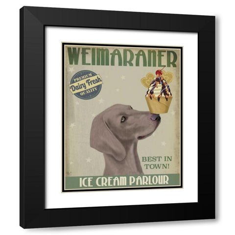 Weimaraner Ice Cream Black Modern Wood Framed Art Print with Double Matting by Fab Funky