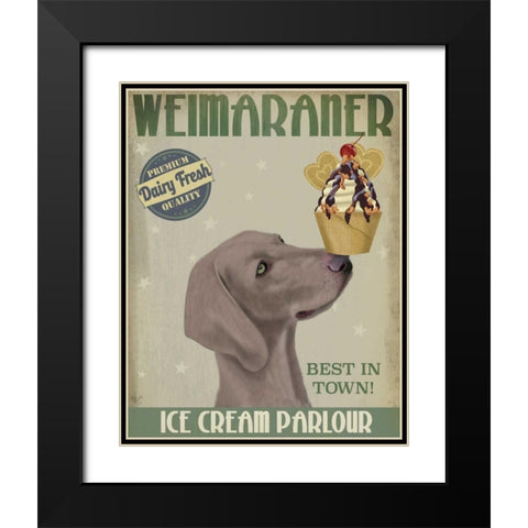 Weimaraner Ice Cream Black Modern Wood Framed Art Print with Double Matting by Fab Funky