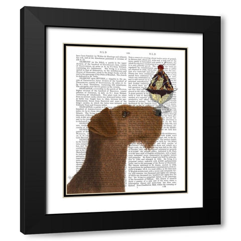 Airedale Ice Cream Black Modern Wood Framed Art Print with Double Matting by Fab Funky