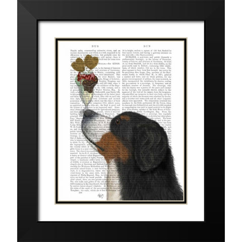 Bernese Ice Cream Black Modern Wood Framed Art Print with Double Matting by Fab Funky