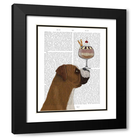 Boxer Ice Cream Black Modern Wood Framed Art Print with Double Matting by Fab Funky