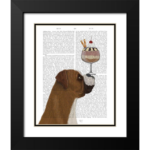 Boxer Ice Cream Black Modern Wood Framed Art Print with Double Matting by Fab Funky