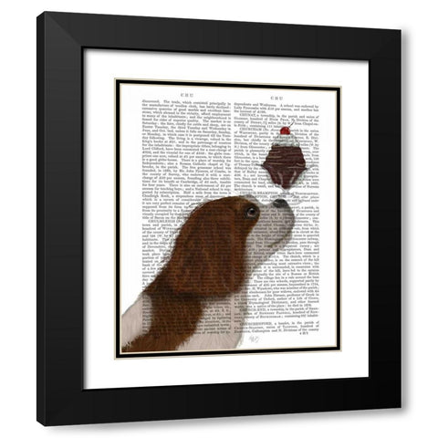 Cavalier King Charles, Brown White, Ice Cream Black Modern Wood Framed Art Print with Double Matting by Fab Funky