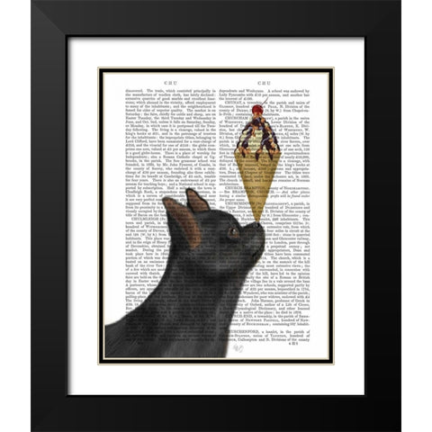 Chihuahua, Black, Ice Cream Black Modern Wood Framed Art Print with Double Matting by Fab Funky