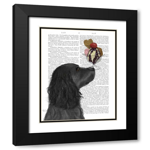 Cocker Spaniel, Black, Ice Cream Black Modern Wood Framed Art Print with Double Matting by Fab Funky
