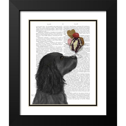 Cocker Spaniel, Black, Ice Cream Black Modern Wood Framed Art Print with Double Matting by Fab Funky