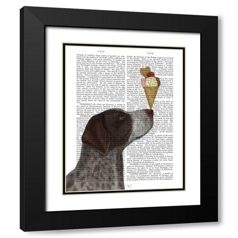 German Shorthaired Pointer Ice Cream Black Modern Wood Framed Art Print with Double Matting by Fab Funky
