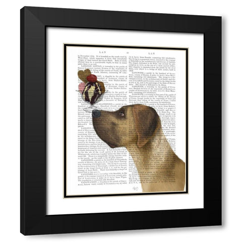 Great Dane, Tan, Ice Cream Black Modern Wood Framed Art Print with Double Matting by Fab Funky
