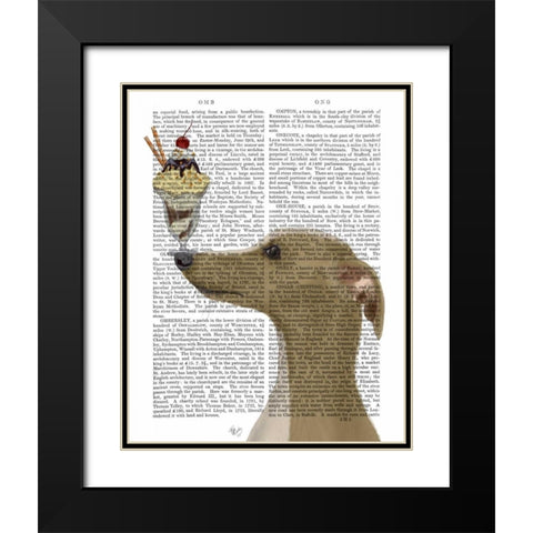 Greyhound, Tan, Ice Cream Black Modern Wood Framed Art Print with Double Matting by Fab Funky