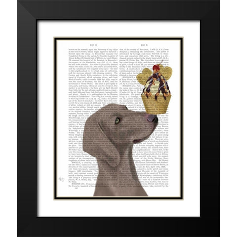 Weimaraner Ice Cream Black Modern Wood Framed Art Print with Double Matting by Fab Funky