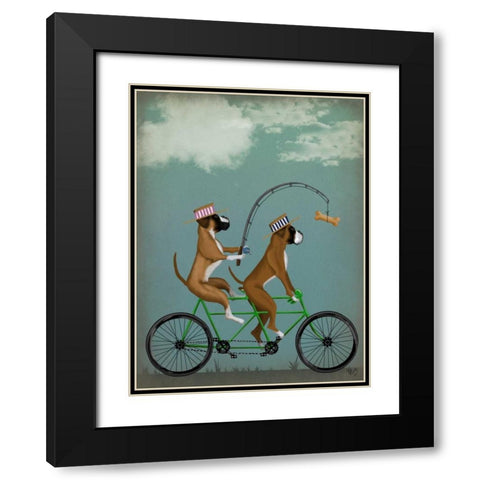 Boxer Tandem Black Modern Wood Framed Art Print with Double Matting by Fab Funky