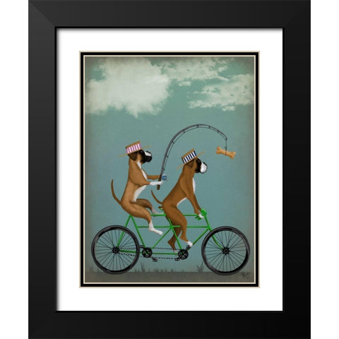 Boxer Tandem Black Modern Wood Framed Art Print with Double Matting by Fab Funky
