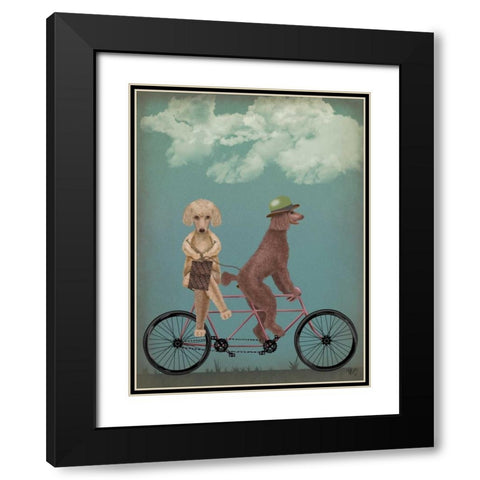 Poodle Tandem Black Modern Wood Framed Art Print with Double Matting by Fab Funky