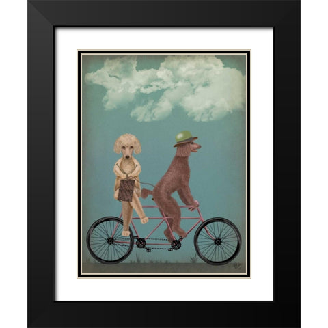 Poodle Tandem Black Modern Wood Framed Art Print with Double Matting by Fab Funky
