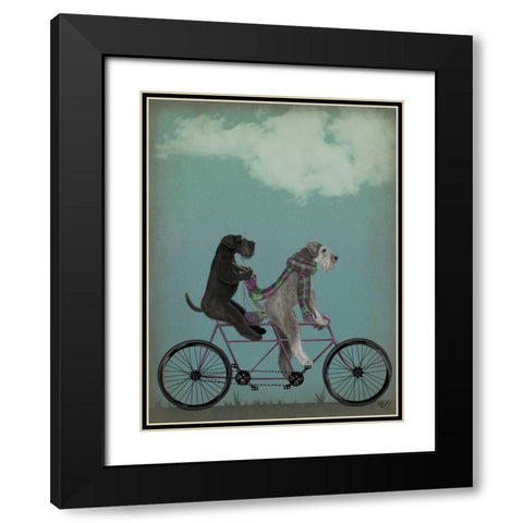 Schnauzer Tandem Black Modern Wood Framed Art Print with Double Matting by Fab Funky