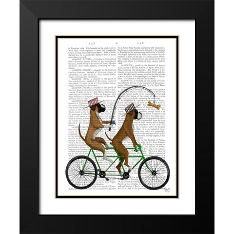 Boxer Tandem Black Modern Wood Framed Art Print with Double Matting by Fab Funky