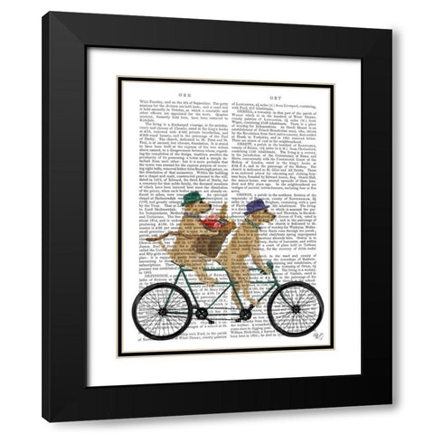 Yellow Labrador Tandem Black Modern Wood Framed Art Print with Double Matting by Fab Funky