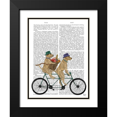 Yellow Labrador Tandem Black Modern Wood Framed Art Print with Double Matting by Fab Funky