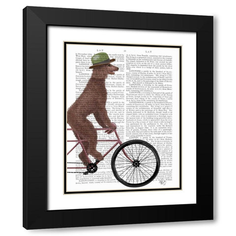 Poodle on Bicycle, Brown Black Modern Wood Framed Art Print with Double Matting by Fab Funky