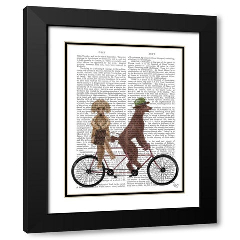 Poodle Tandem Black Modern Wood Framed Art Print with Double Matting by Fab Funky