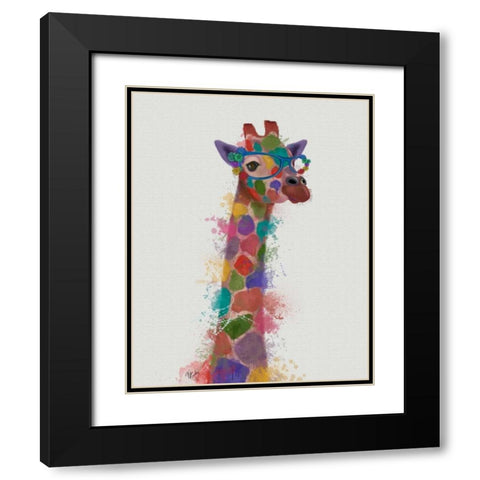 Rainbow Splash Giraffe 2 Black Modern Wood Framed Art Print with Double Matting by Fab Funky