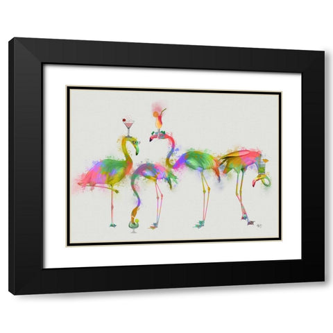 Rainbow Splash Cocktail Party Black Modern Wood Framed Art Print with Double Matting by Fab Funky