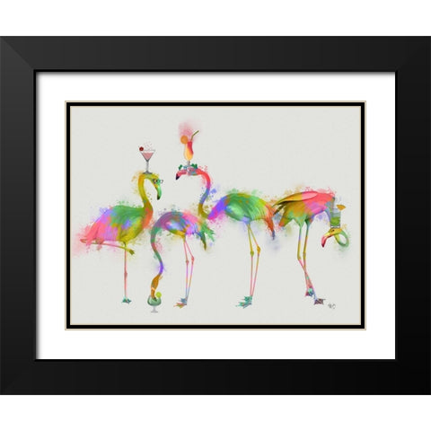 Rainbow Splash Cocktail Party Black Modern Wood Framed Art Print with Double Matting by Fab Funky